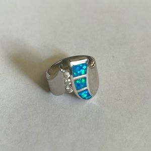Sterling Silver Beautiful Blue Opal Ring
